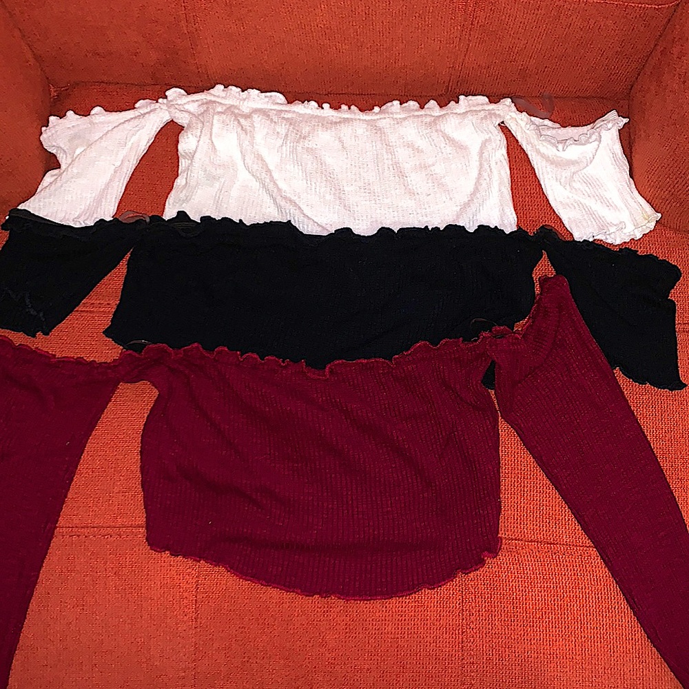 SIZE M, ALL 3, TWO SHORT SLEEVE RED IS LONG SLEEVE